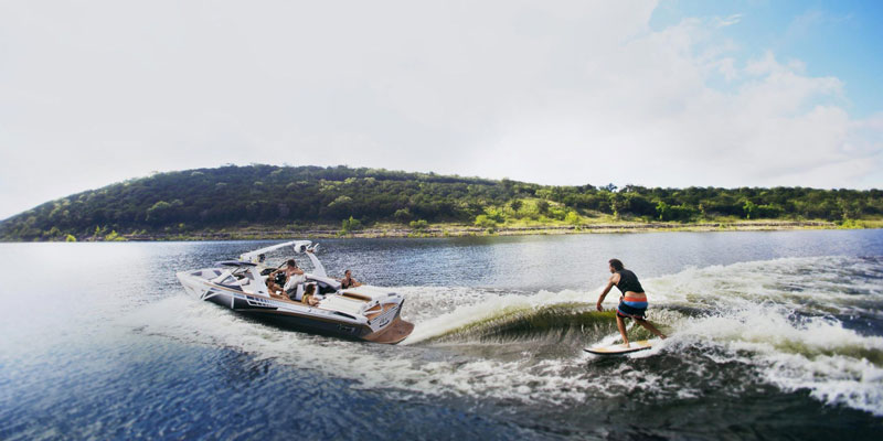 Wake surfing near Vernon on Kalamalka Lake