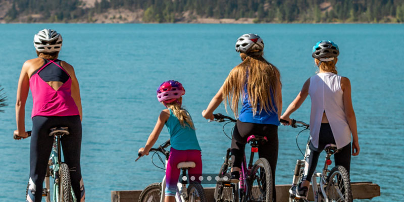 Family biking the rail trail